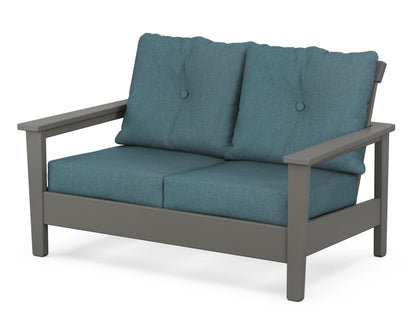POLYWOOD® Prescott Deep Seating Loveseat in Slate Grey / Ocean Teal