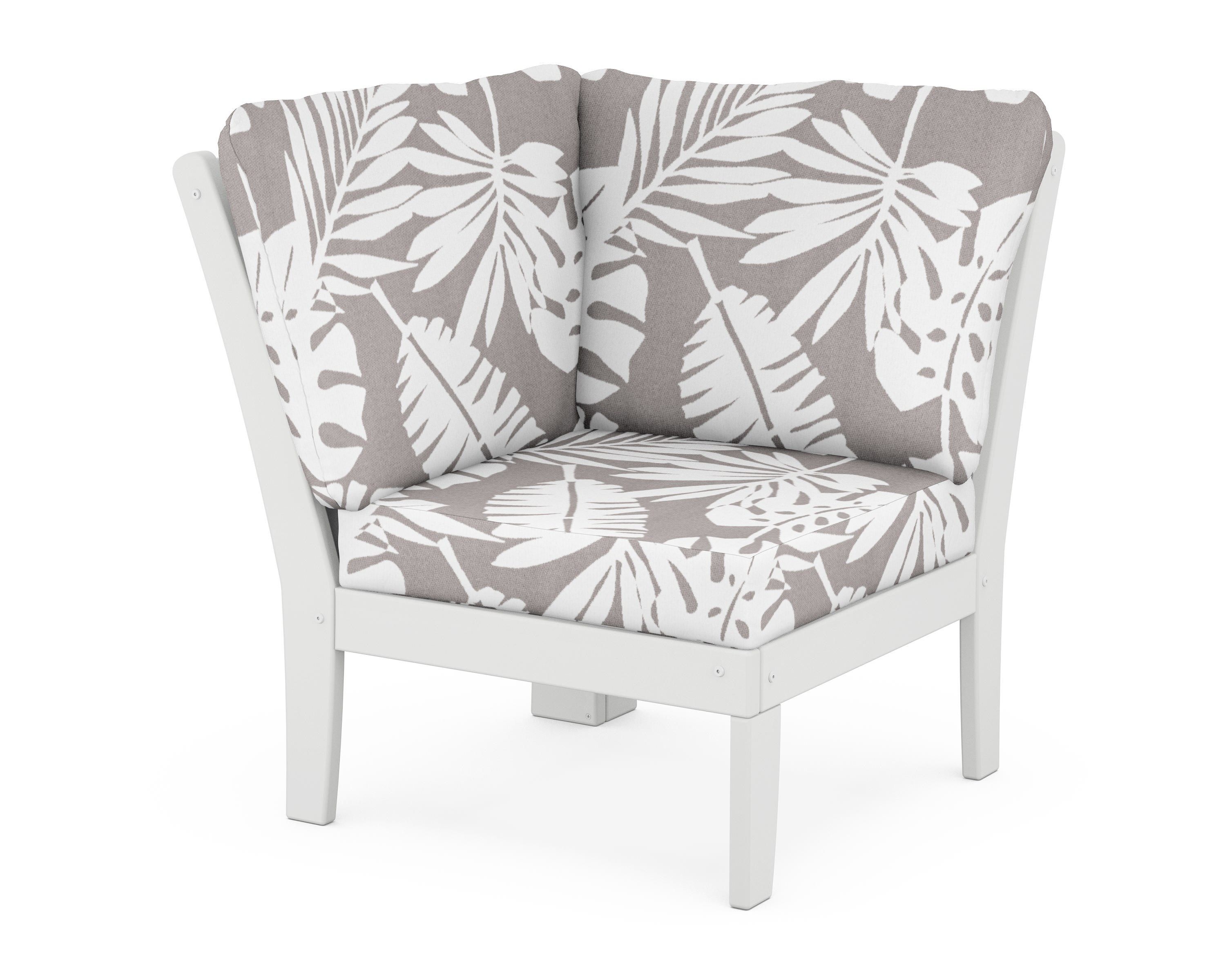 POLYWOOD® Braxton Modular Corner Chair in White / Leaf Grey Mist