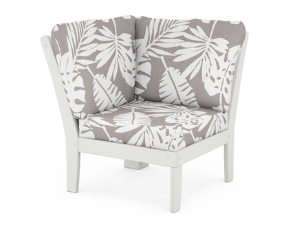 POLYWOOD® Braxton Modular Corner Chair in White / Leaf Grey Mist