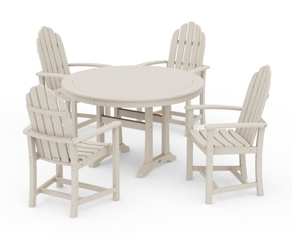 POLYWOOD® Classic Adirondack 5-Piece Round Dining Set with Trestle Legs in Sand