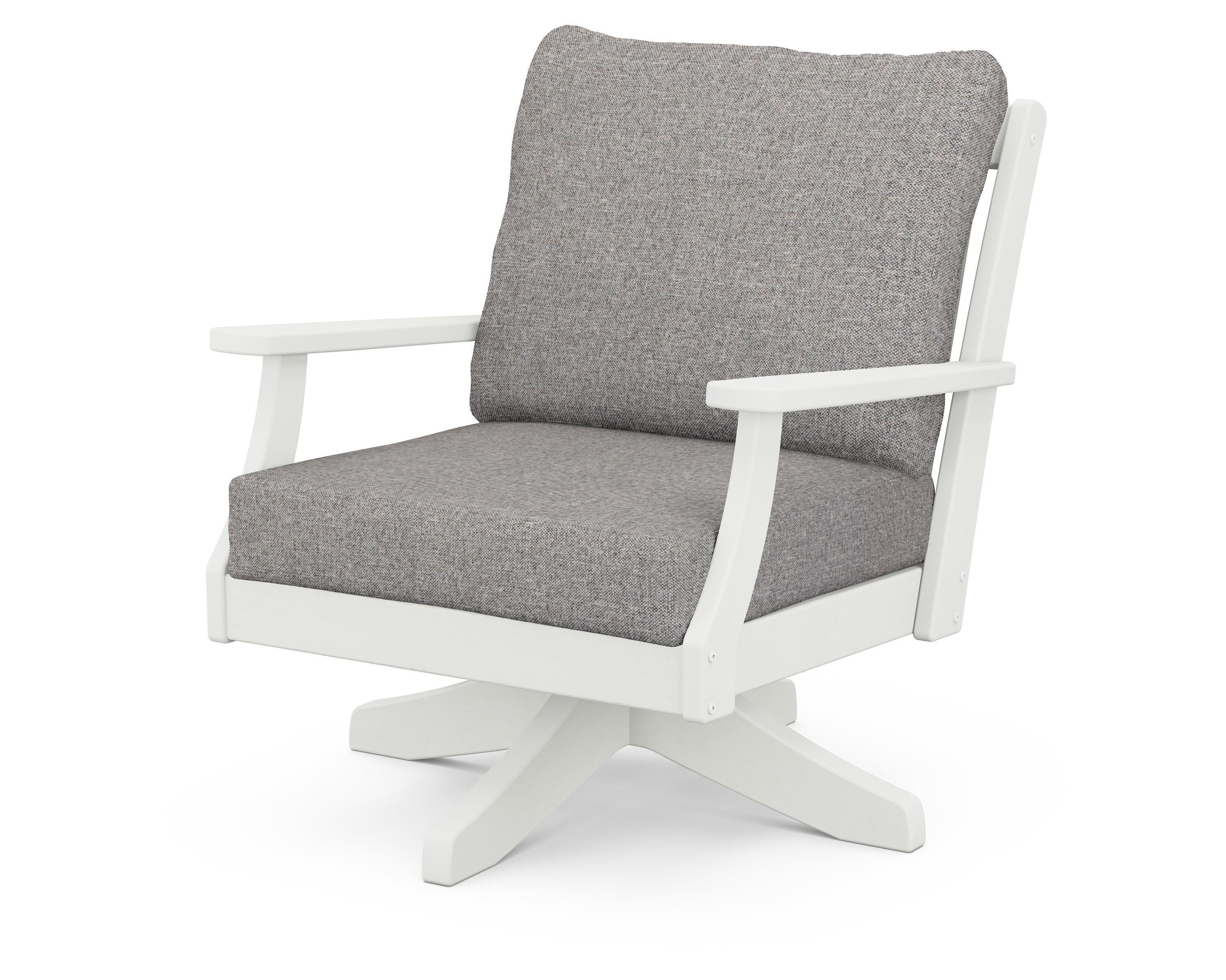 POLYWOOD® Braxton Deep Seating Swivel Chair in Vintage White / Grey Mist
