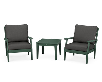 POLYWOOD® Braxton 3-Piece Deep Seating Set in Green / Spectrum Carbon