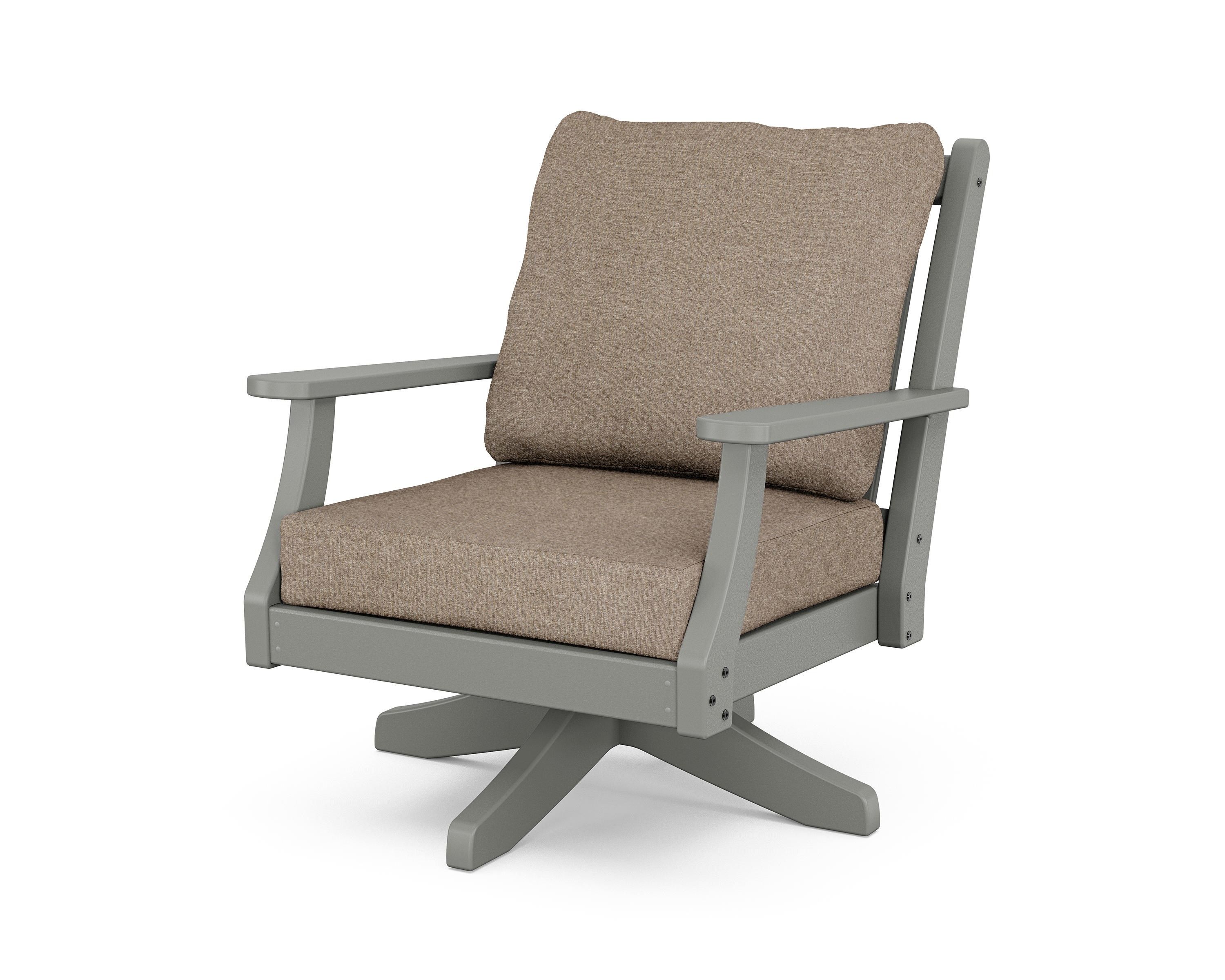 Country Living Wovendale Deep Seating Swivel Chair in Slate Grey / Spiced Burlap