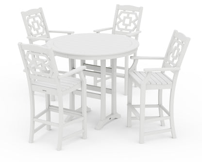 Martha Stewart by POLYWOOD® Chinoiserie 5-Piece Round Bar Set in White