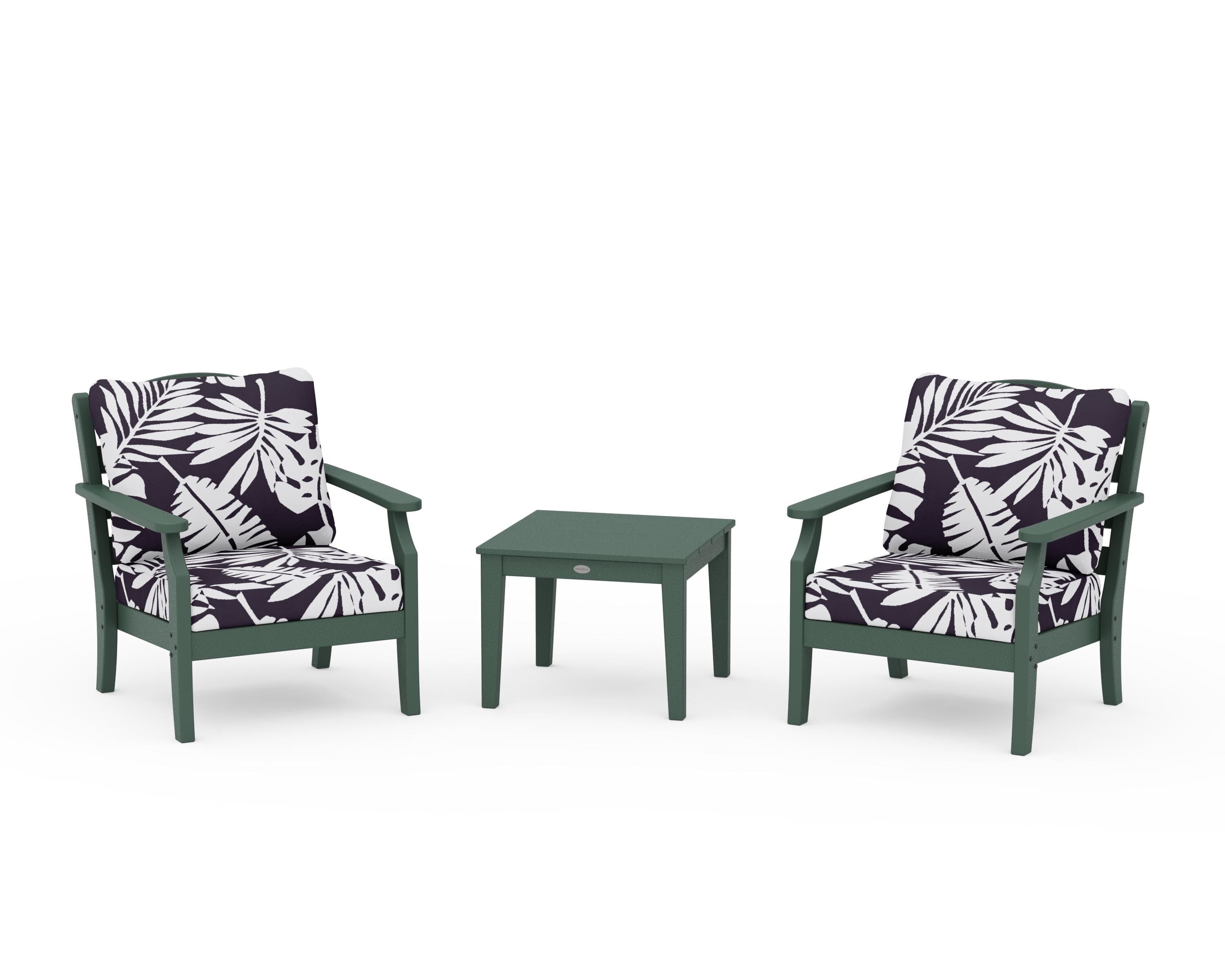 Draper James™ by  POLYWOOD® Savannah 3-Piece Deep Seating Set in Green / Leaf Navy