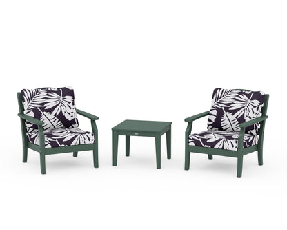 Draper James™ by  POLYWOOD® Savannah 3-Piece Deep Seating Set in Green / Leaf Navy