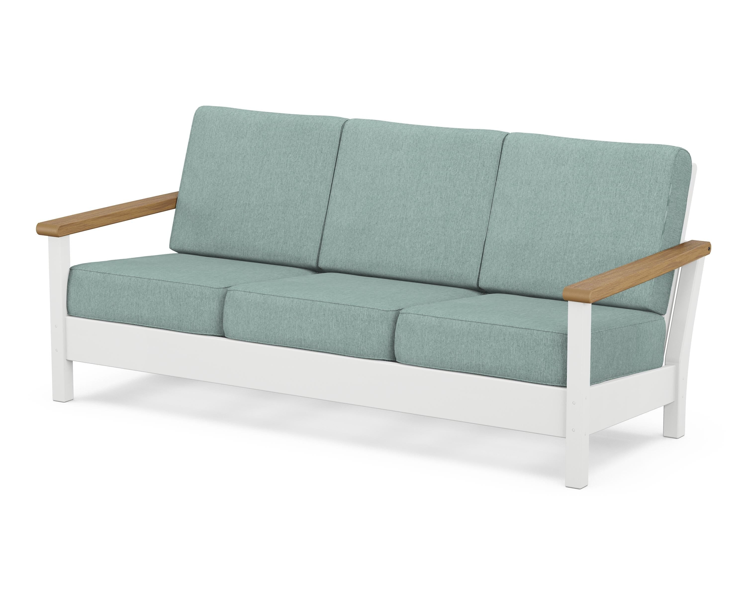 POLYWOOD® Harbour Deep Seating Sofa in White / Natural / Glacier Spa