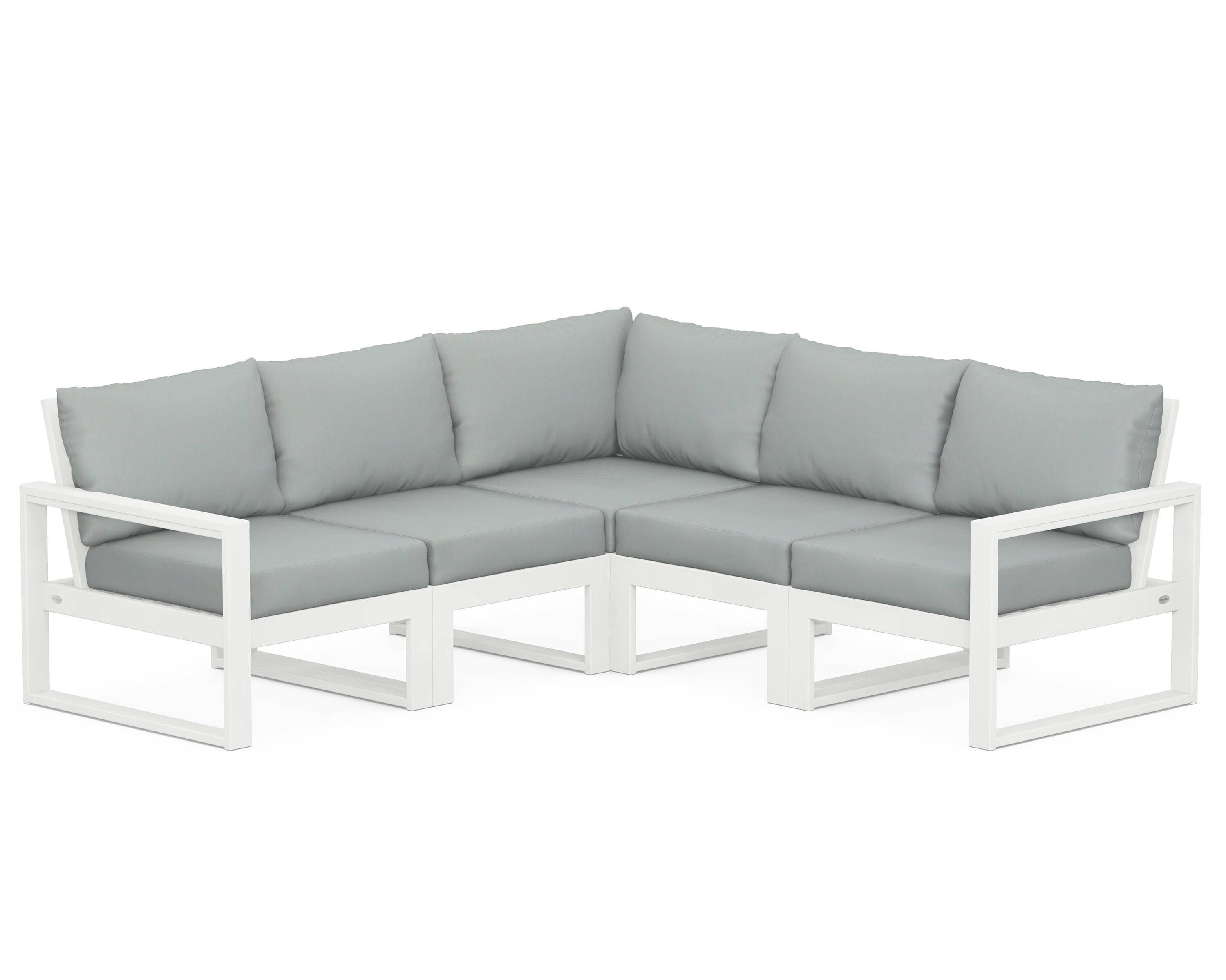 POLYWOOD® EDGE 5-Piece Modular Deep Seating Set in Vintage White / Spa