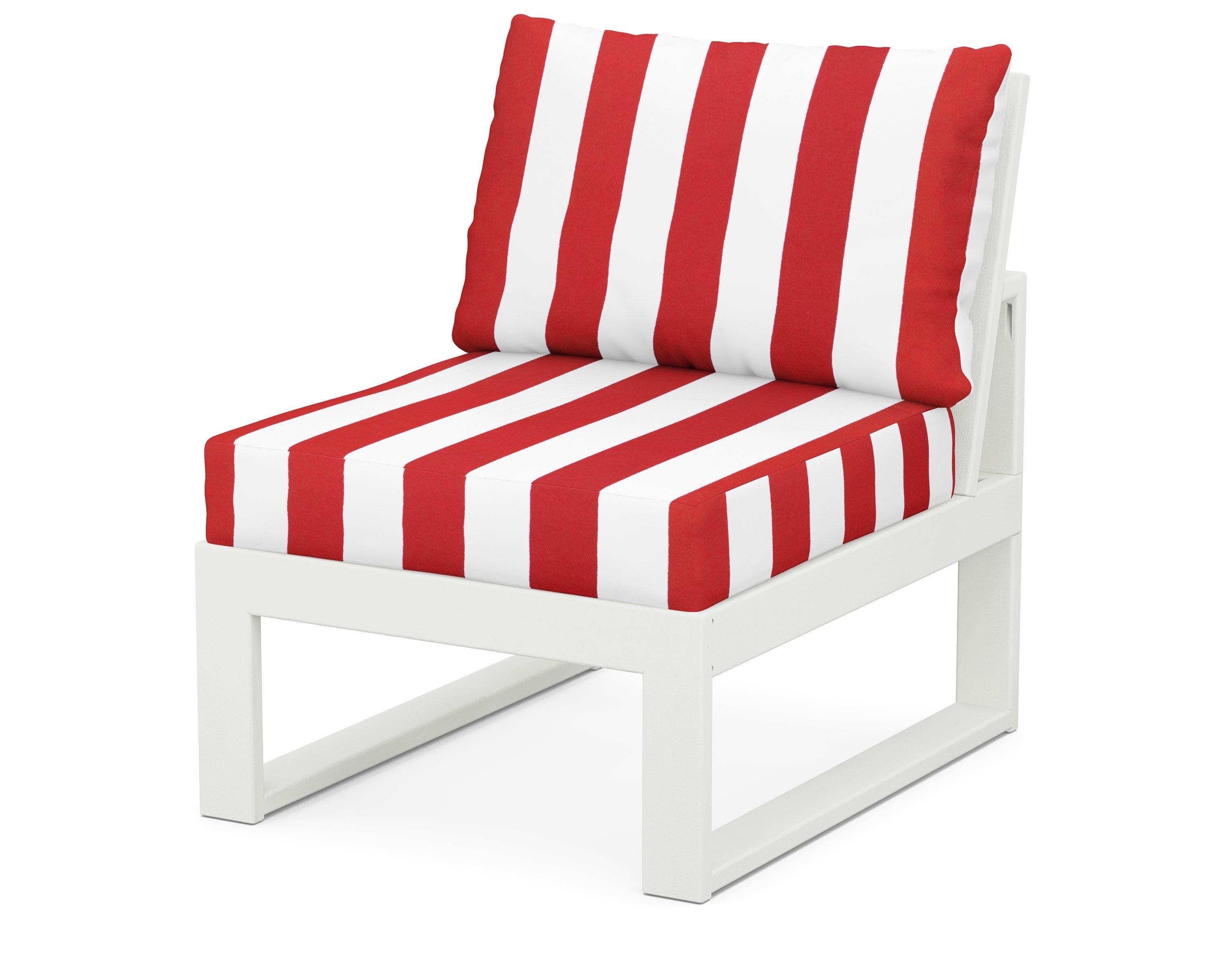 Unbranded Modular Armless Chair in Vintage White / Cabana Stripe Crimson