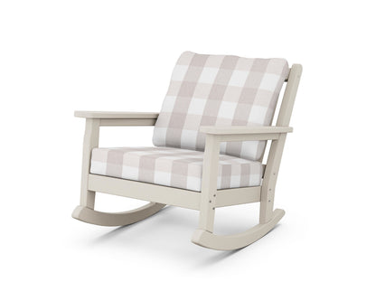 POLYWOOD® Chippendale Deep Seating Rocking Chair in Sand / Buffalo Plaid Dune Burlap