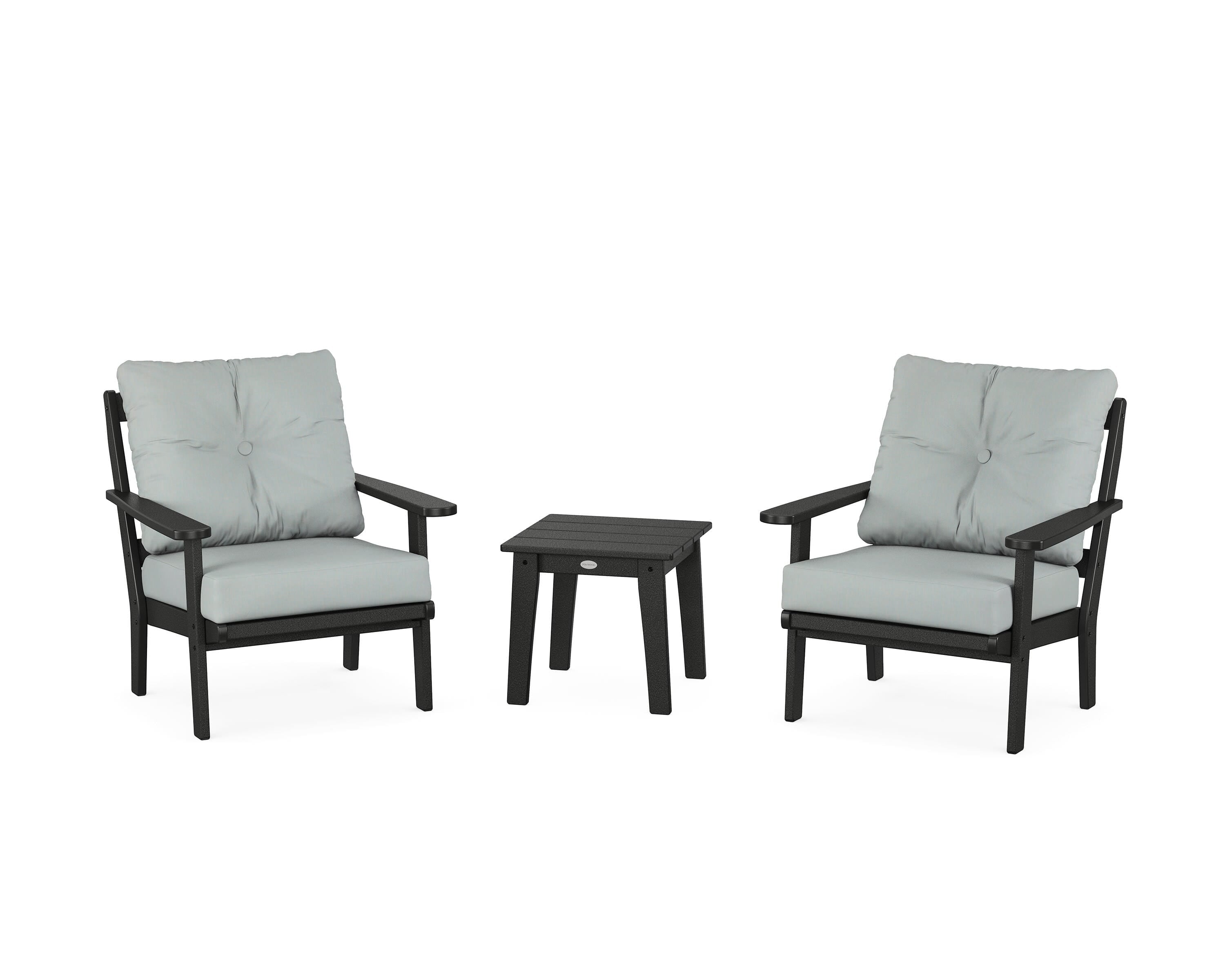 POLYWOOD® Mission 3-Piece Deep Seating Set in Black / Spa