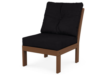 POLYWOOD® Vineyard Modular Armless Chair in Teak / Midnight Linen