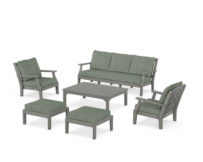 Martha Stewart by POLYWOOD® Chinoiserie 6-Piece Lounge Sofa Set in Slate Grey / Cast Sage