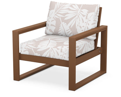 POLYWOOD® EDGE Club Chair in Teak / Leaf Dune Burlap