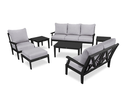 POLYWOOD® Braxton 7-Piece Deep Seating Set in Black / Granite