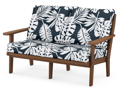 POLYWOOD® Lakeside Deep Seating Loveseat in Teak / Leaf Marine Indigo