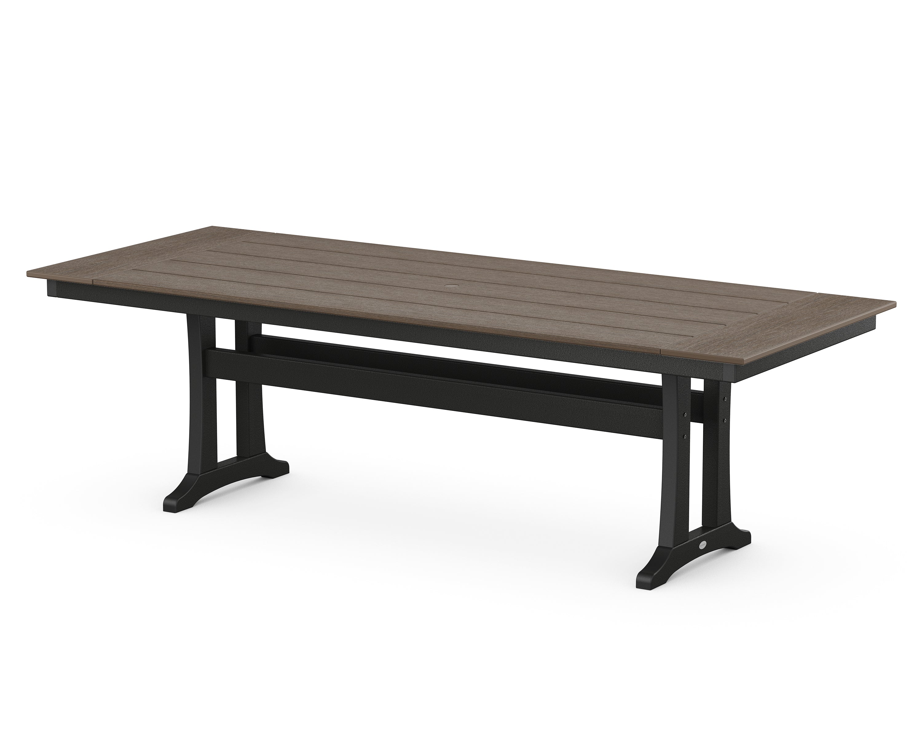 POLYWOOD® Farmhouse Trestle 38" x 96" Dining Table in Black / Kona