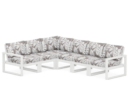 POLYWOOD® EDGE 6-Piece Modular Deep Seating Set in White / Leaf Grey Mist