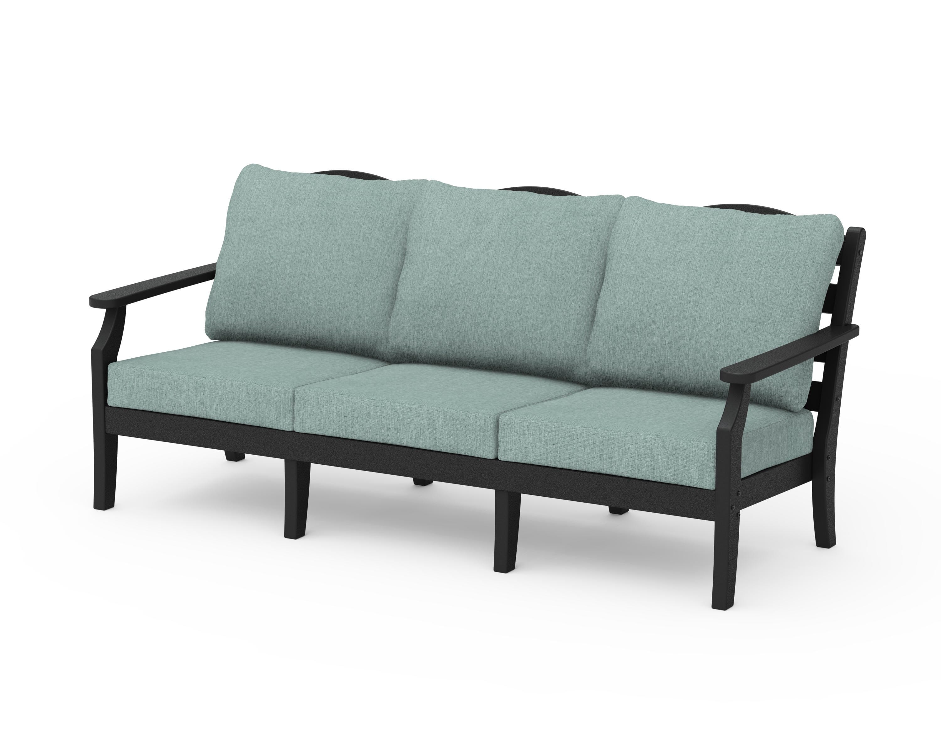 Draper James™ by  POLYWOOD® Savannah Deep Seating Sofa in Black / Glacier Spa