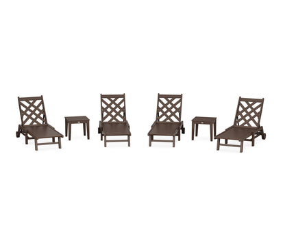 Country Living Wovendale 6-Piece Chaise Set with Wheels in Mahogany