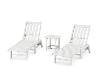 POLYWOOD® Vineyard 3-Piece Chaise Set in White