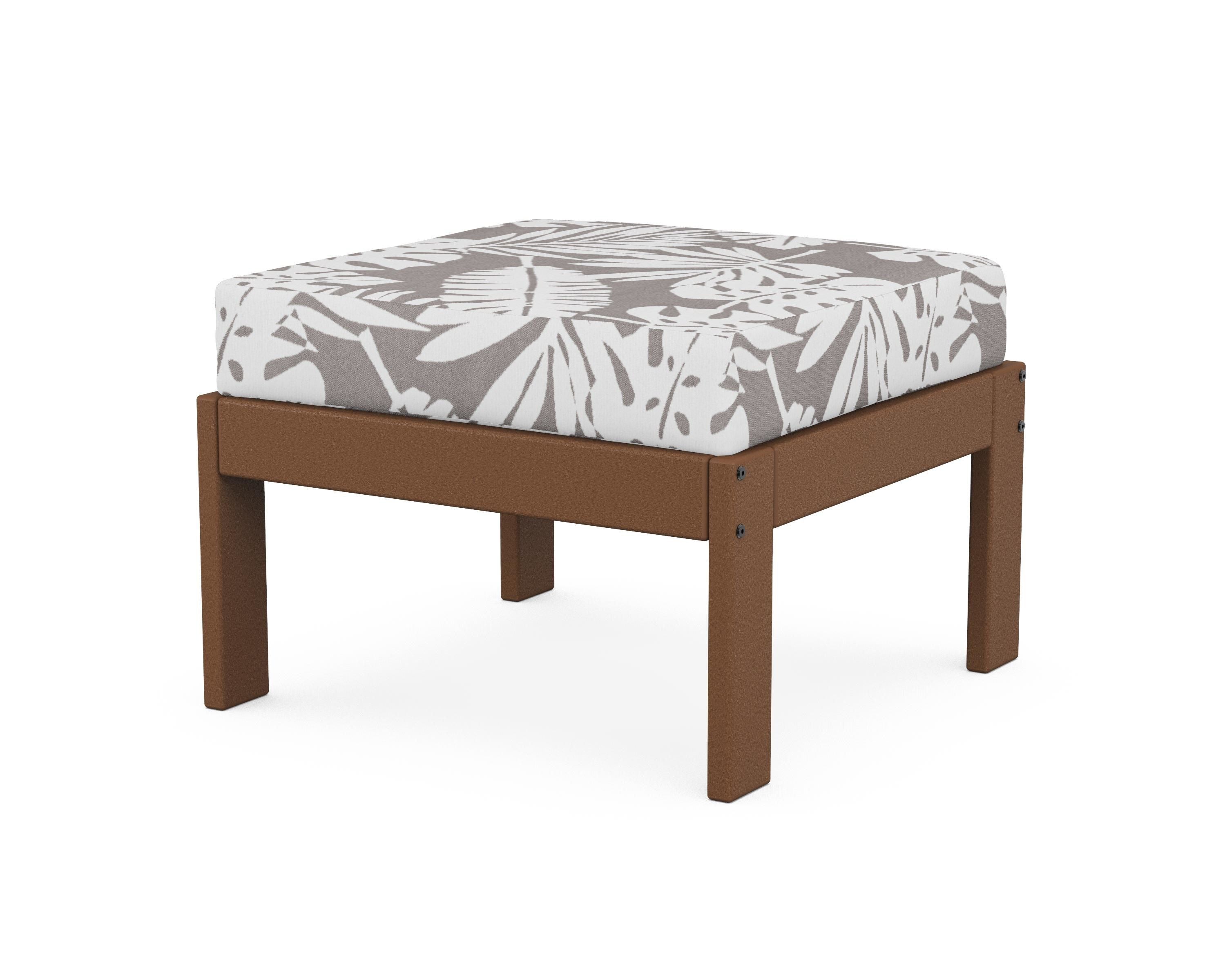 POLYWOOD® Vineyard Modular Ottoman in Teak / Leaf Grey Mist