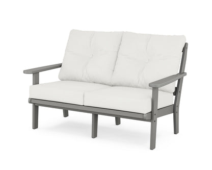 POLYWOOD® Mission Deep Seating Loveseat in Slate Grey / Natural Linen