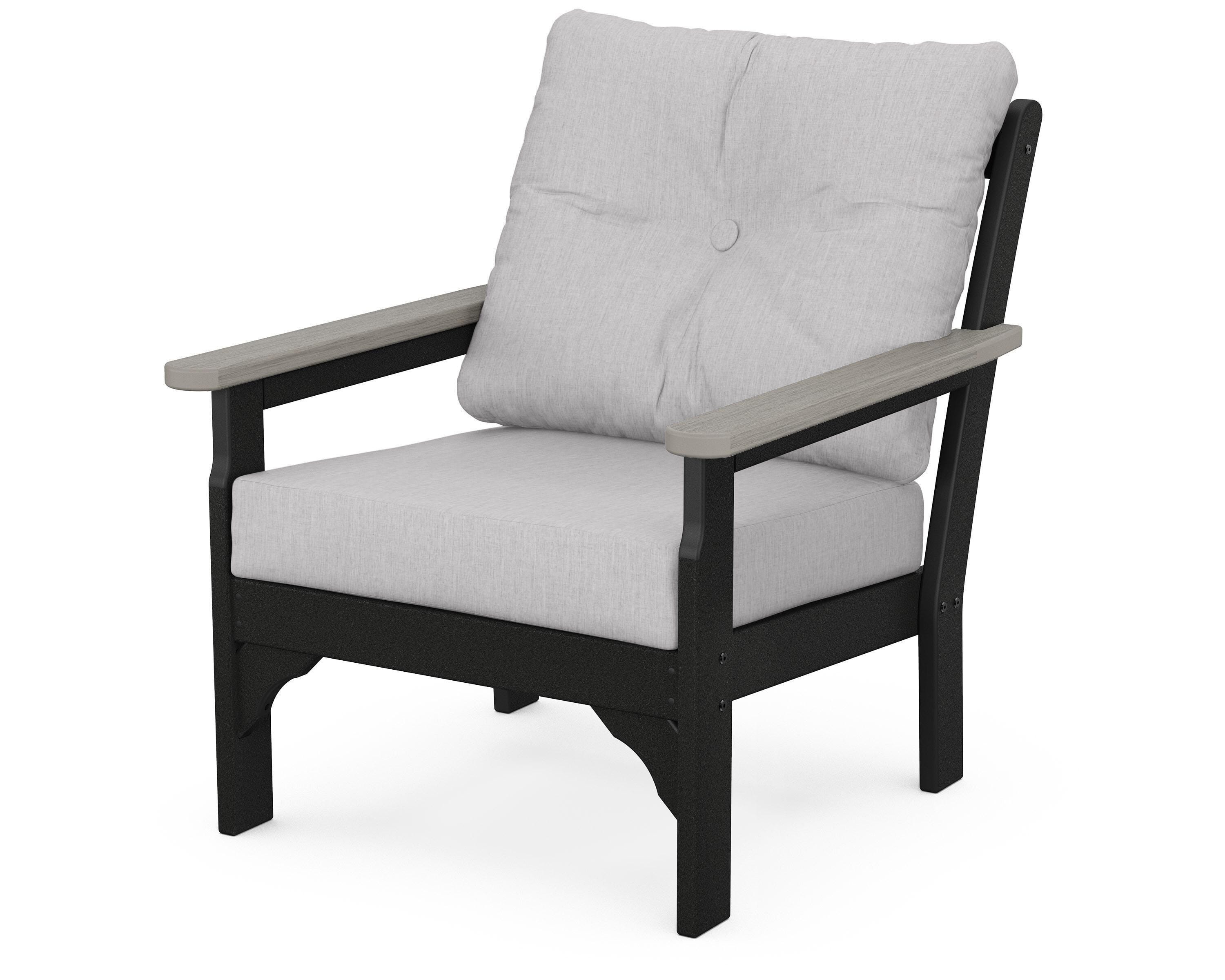 POLYWOOD® Vineyard Deep Seating Chair in Black / Driftwood / Granite