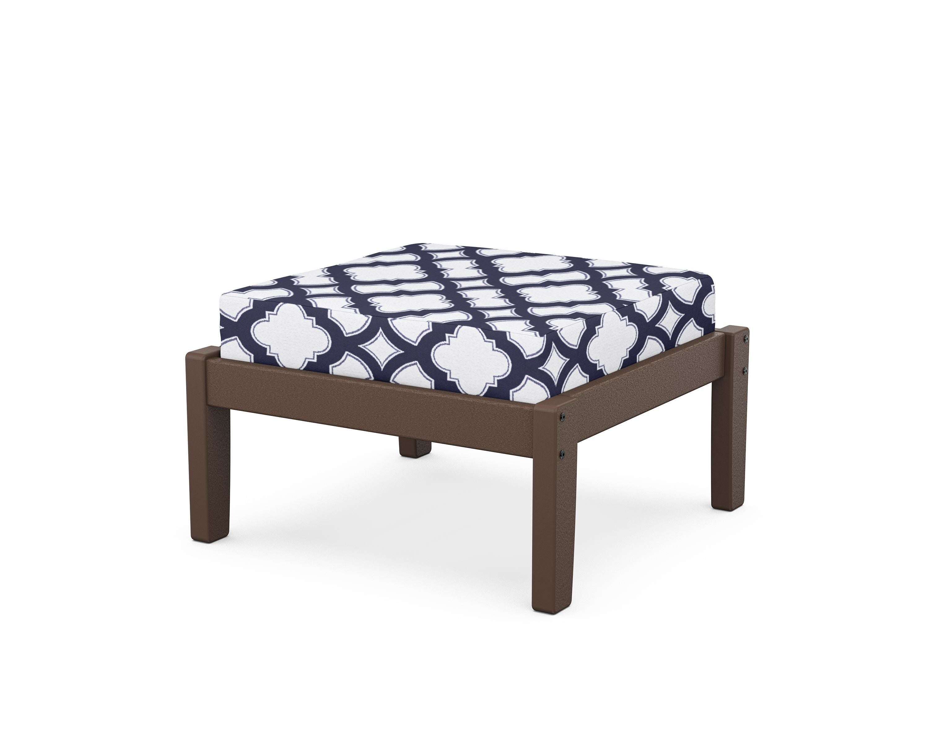 Unbranded Deep Seating Ottoman in Mahogany / Trellis Navy