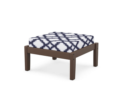 Unbranded Deep Seating Ottoman in Mahogany / Trellis Navy