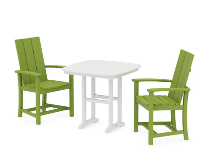 POLYWOOD® Modern Adirondack 3-Piece Dining Set in Lime / White