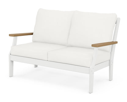 POLYWOOD® Braxton Deep Seating Loveseat in White / Natural / Natural Linen
