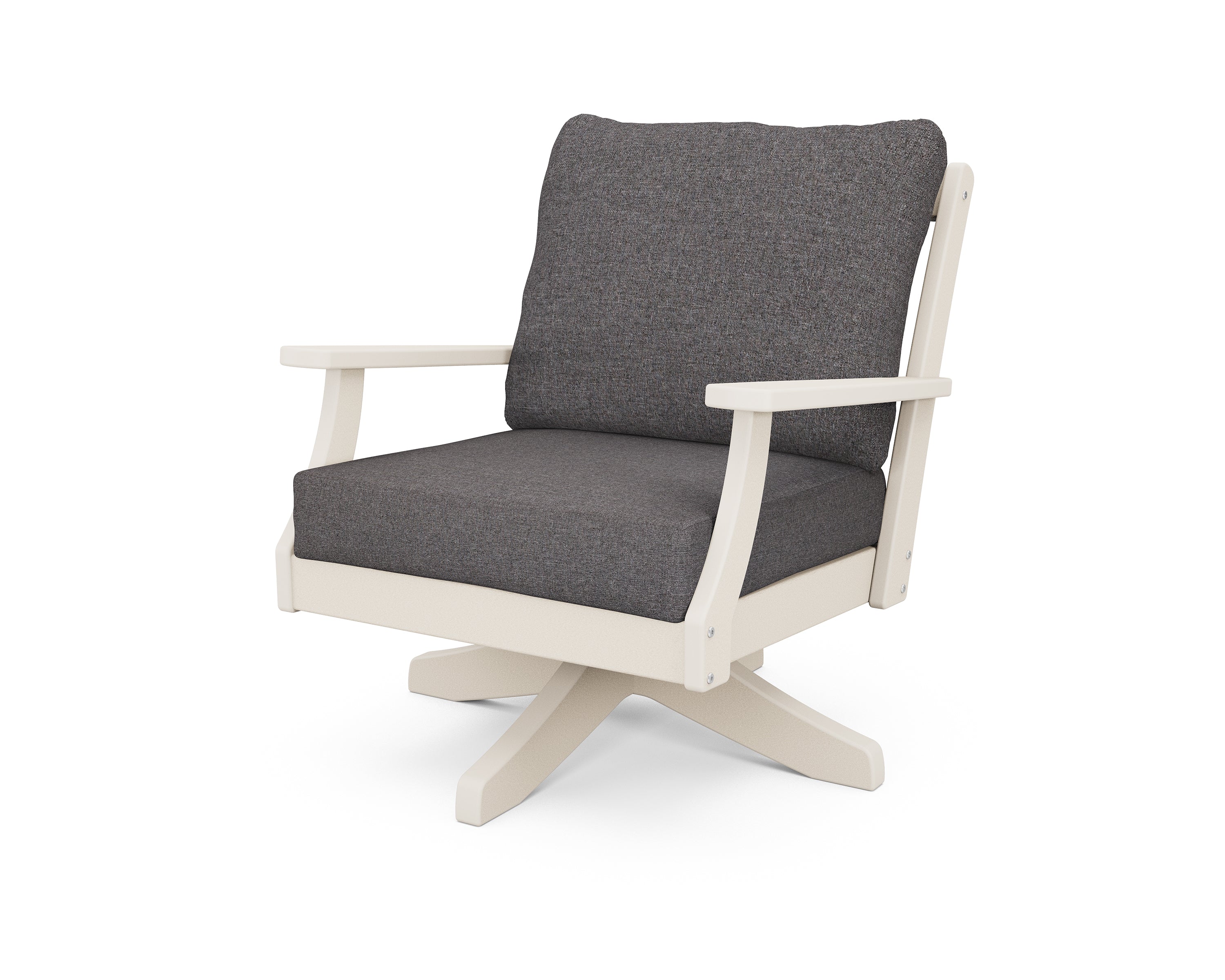 POLYWOOD® Braxton Deep Seating Swivel Chair in Sand / Ash Charcoal