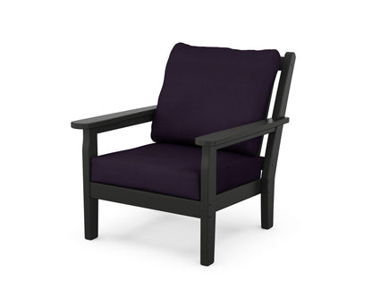 POLYWOOD® Chippendale Deep Seating Chair in Black / Navy Linen