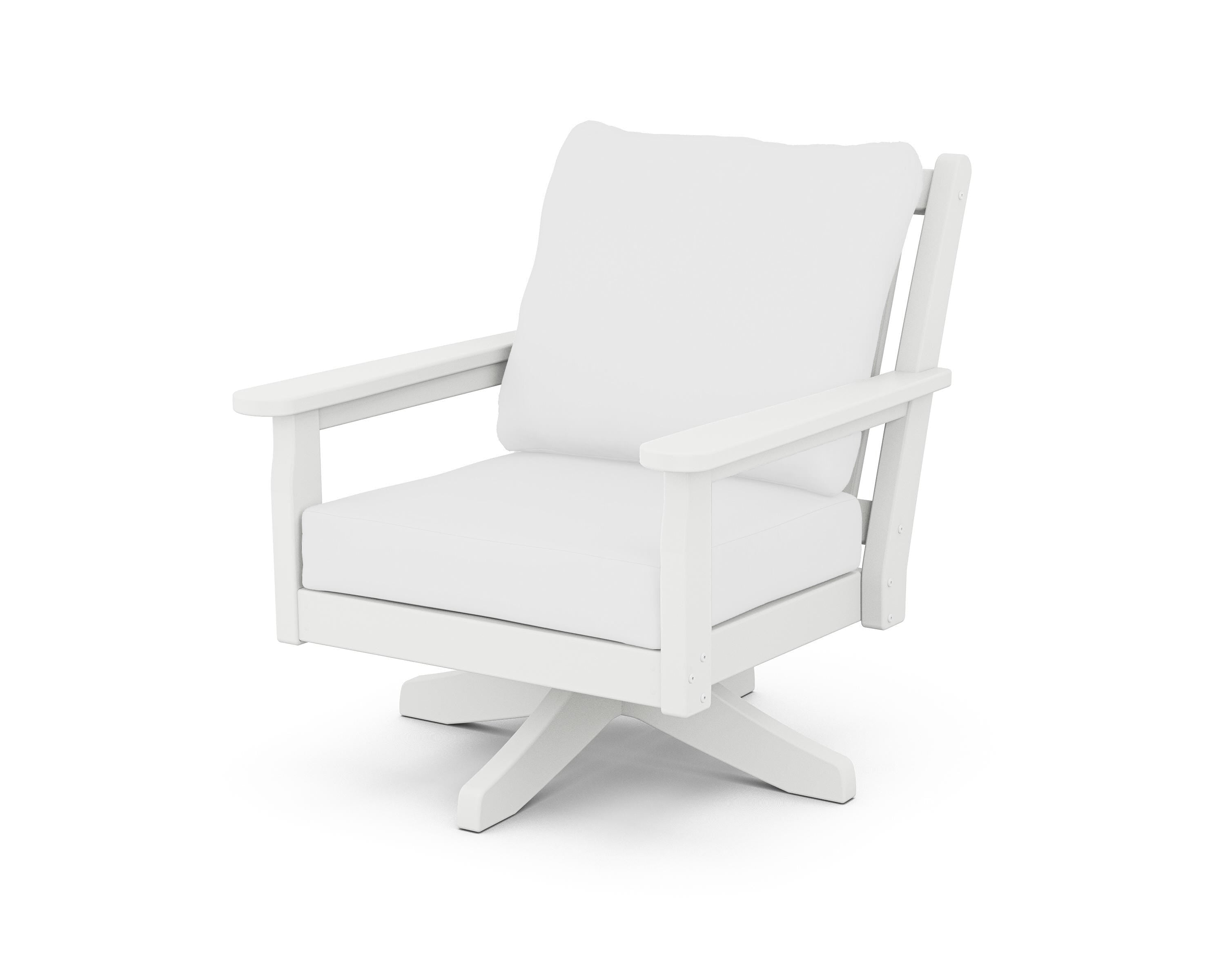 POLYWOOD® Chippendale Deep Seating Swivel Chair in White / Natural