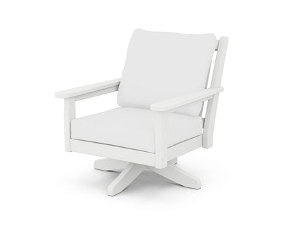 POLYWOOD® Chippendale Deep Seating Swivel Chair in White / Natural