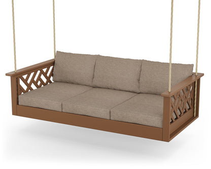 POLYWOOD® Chippendale Daybed Swing in Teak / Spiced Burlap