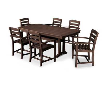 POLYWOOD® La Casa Café 7-Piece Arm Chair Dining Set with Trestle Legs in Mahogany