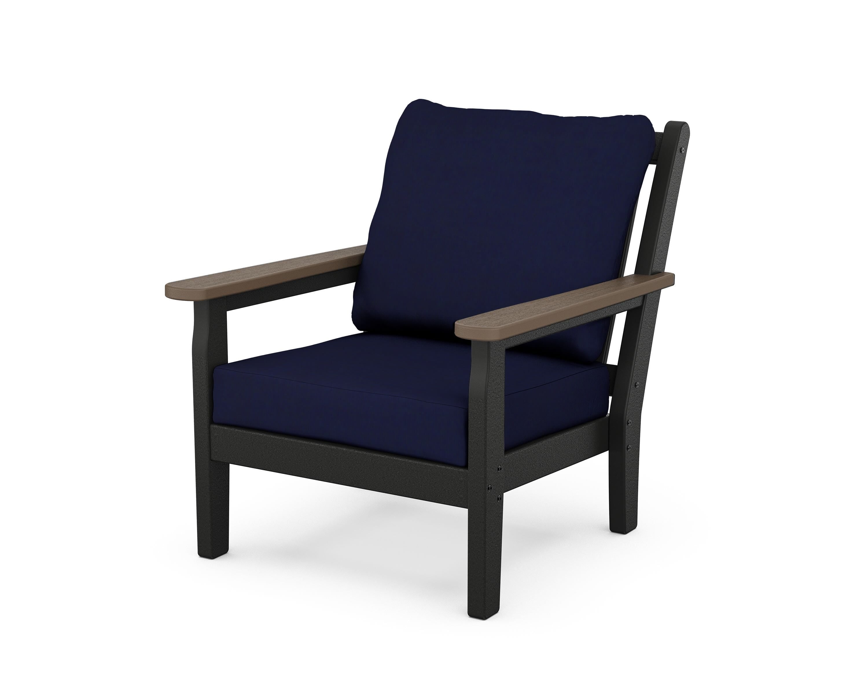 POLYWOOD® Chippendale Deep Seating Chair in Black / Kona / Navy