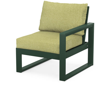 POLYWOOD® EDGE Modular Right Arm Chair in Green / Chartreuse Boucle