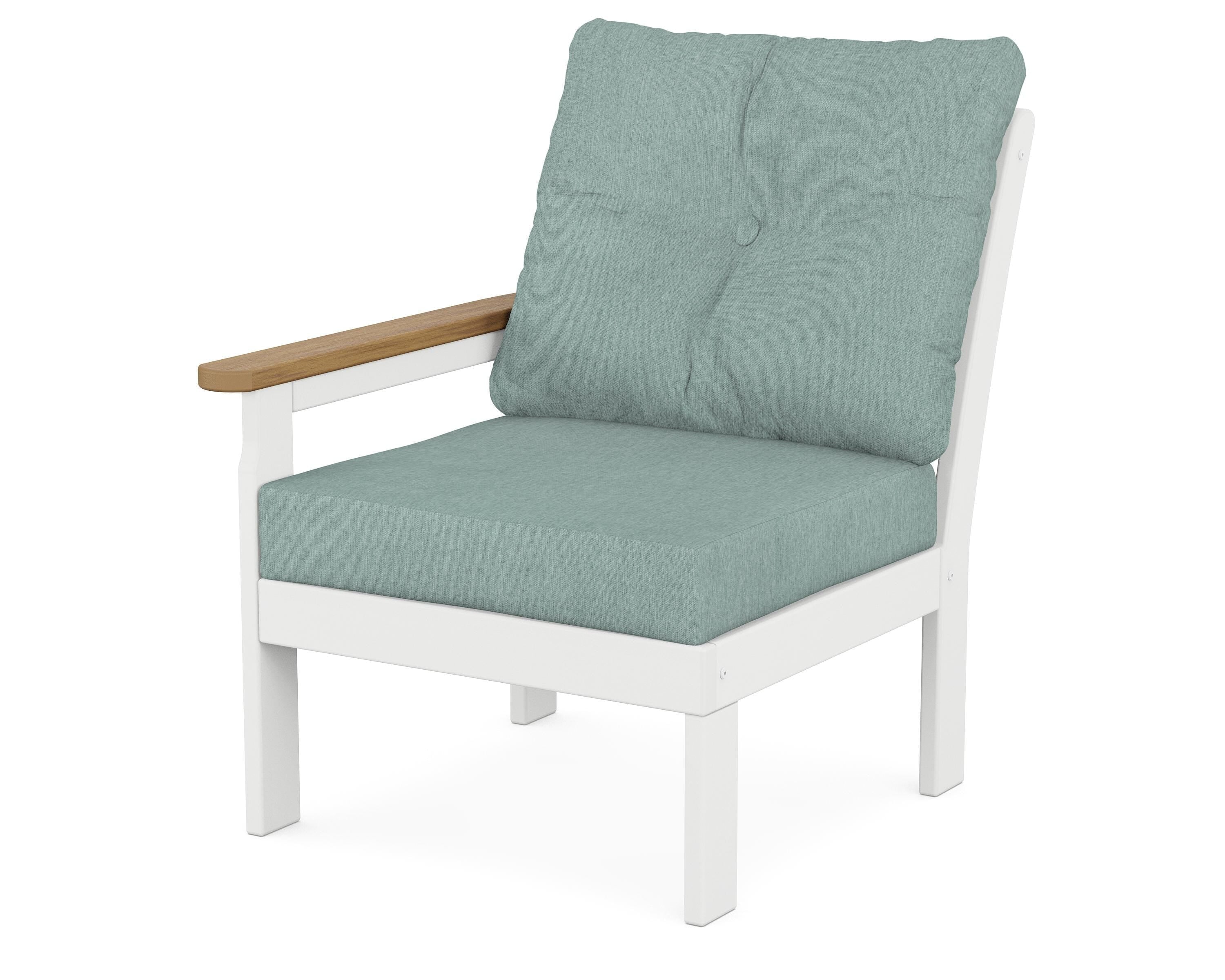 POLYWOOD® Vineyard Modular Left Arm Chair in White / Natural / Glacier Spa