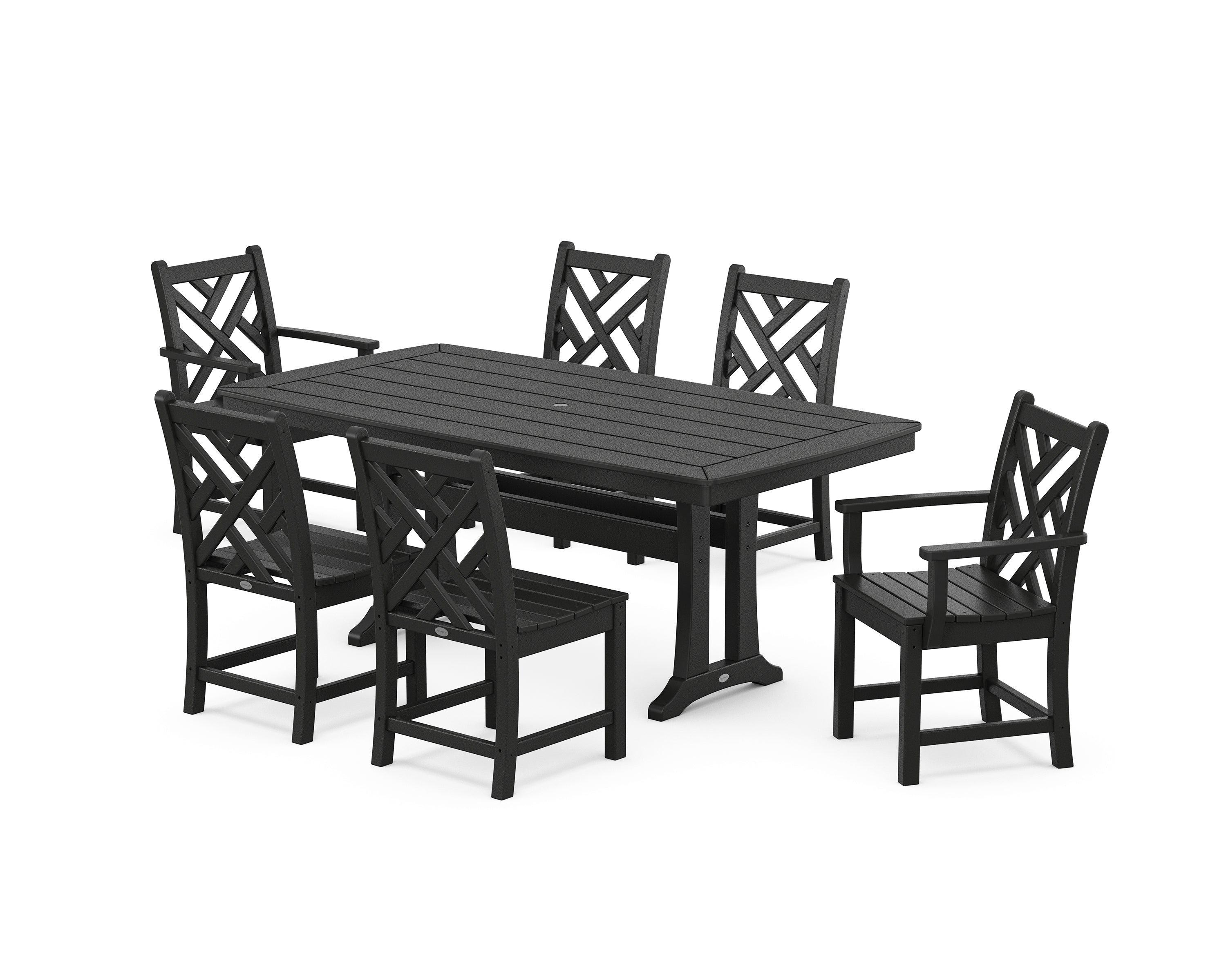POLYWOOD® Chippendale 7-Piece Dining Set with Trestle Legs in Black