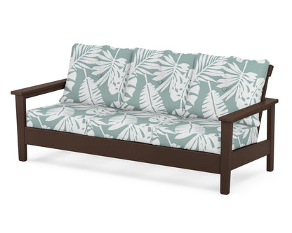 POLYWOOD® Prescott Deep Seating Sofa in Mahogany / Leaf Glacier Spa