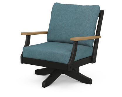 POLYWOOD® Braxton Deep Seating Swivel Chair in Black / Natural / Ocean Teal