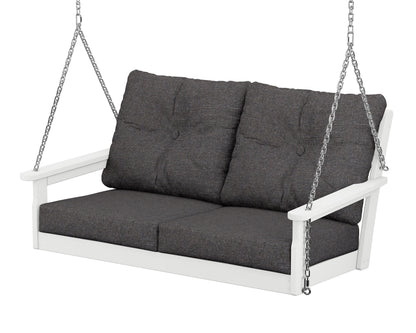 POLYWOOD® Vineyard Deep Seating Swing in White / Ash Charcoal