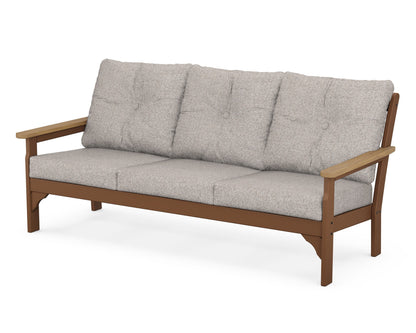 POLYWOOD® Vineyard Deep Seating Sofa in Teak / Natural / Weathered Tweed