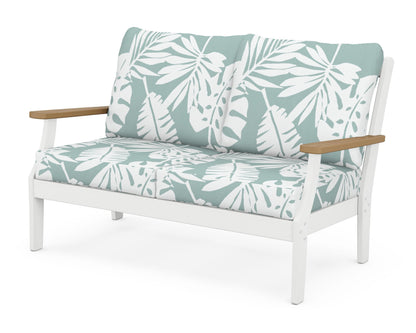 POLYWOOD® Braxton Deep Seating Loveseat in White / Natural / Leaf Glacier Spa