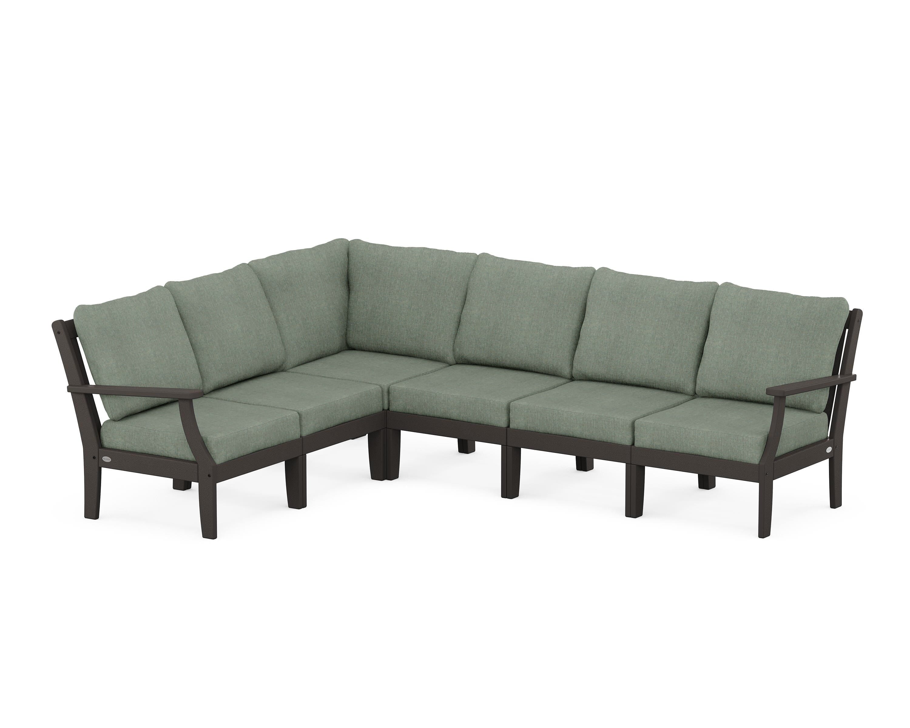 POLYWOOD® Braxton Modular 6-Piece Deep Seating Set in Vintage Coffee / Cast Sage
