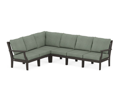 POLYWOOD® Braxton Modular 6-Piece Deep Seating Set in Vintage Coffee / Cast Sage