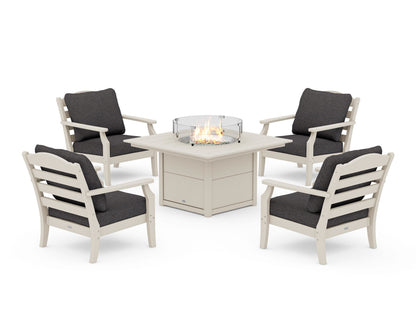 Draper James™ by  POLYWOOD® Savannah 5-Piece Deep Seating Set with Fire Pit Table in Sand / Ash Charcoal
